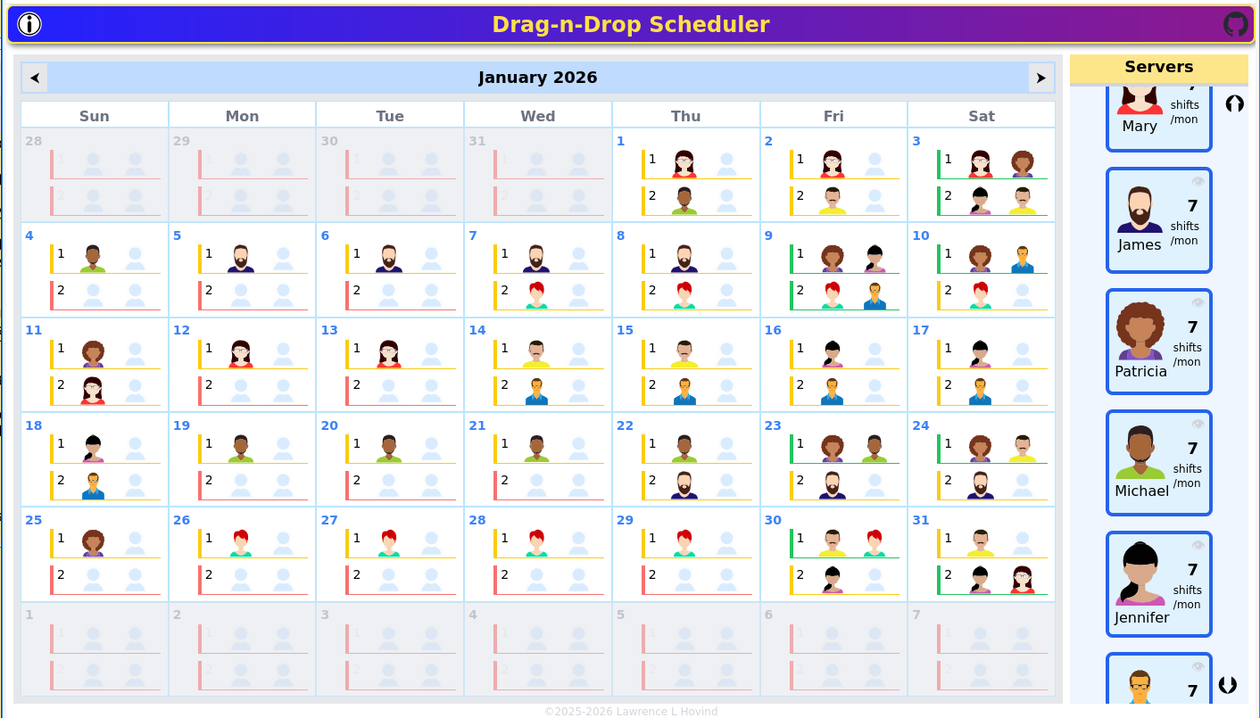 Drag-n-Drop Scheduler calendar screenshot